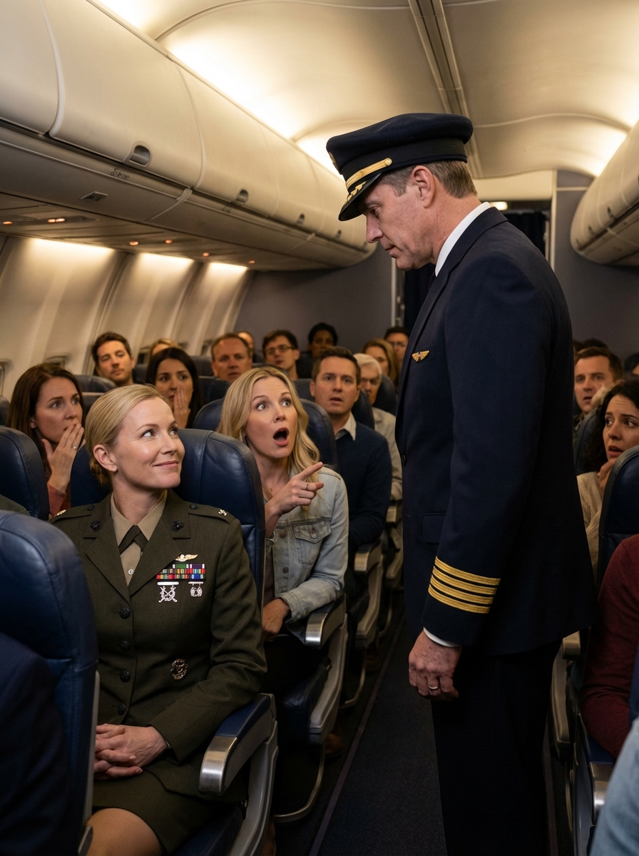 The captain stopped beside my economy seat, and saluted. “General, ma’am.” In one second, the laughter died, my father’s grin vanished, and the family that had mocked me all morning finally realized they had never known who I was. But the real secret wasn’t my rank.