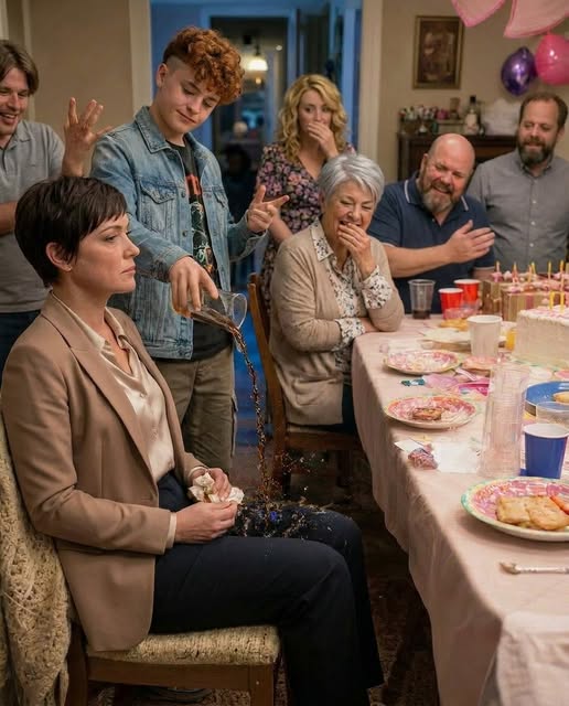At My Mom’s Birthday, My Brother’s Son Dumped Soda In My Lap And Ye:lled, “Grandma Says You Don’t Belong Here.” The Table Laughed. I Wiped My Clothes, Smiled, And Stayed Quiet. That Night, I Pulled My Name From Their Loan. By Morning, His Car Was Gone. And At 8 A.M., There Was A Knock At My Door. I Opened It
