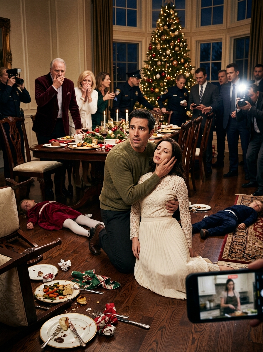 My wife smiled as she set the turkey on the table and whispered, “This is going to be our best Christmas ever.” Ten minutes later, she was collapsing in my arms, struggling for breath, while our children lay shaking on the floor, their faces turning blue. At the hospital, the doctors gave me one word. Poison. The police stared at me first. My in-laws sobbed for the cameras. Everyone acted broken. But when I opened my home security footage and watched someone tamper with the gravy, I understood the truth. The killer had been sitting at our table the entire night, smiling while we ate. Some relatives come for dinner. Others come to destroy the family.