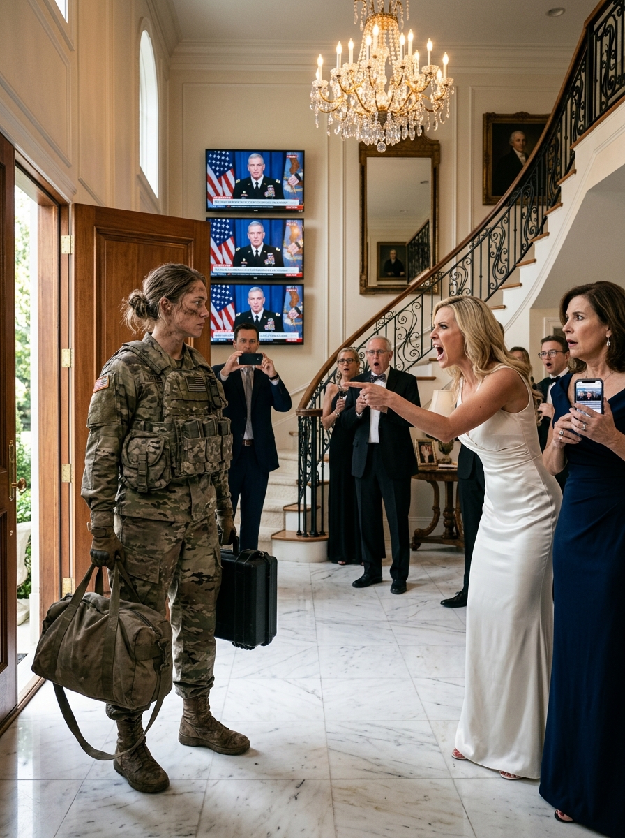 I walked into my family’s charity gala still wearing dusty field gear from a classified extraction. My sister grabbed my arm and hissed, “Take that filthy gear outside.” Then her fiancé handed me a folder and said, “Sign this before you make things worse.” It would have surrendered my mother’s restricted veterans’ fund. They thought exhaustion made me weak. They didn’t know federal agents were already watching the ballroom.