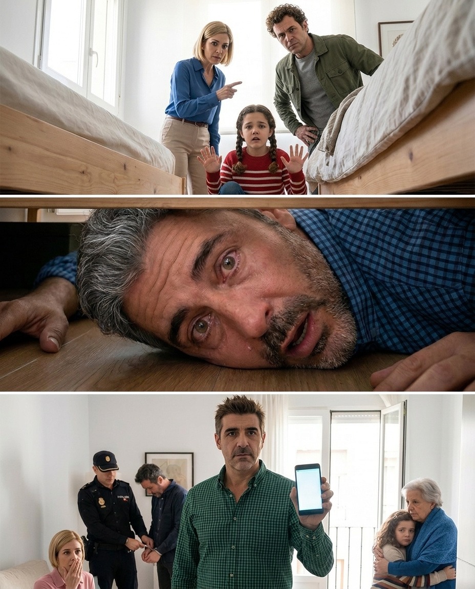 I thought the neighbor was just talking badly about my family, until I hid under my own bed and heard my daughter whisper, “Please… stop.” My wife laughed. Her brother said, “Your father will never believe you.” They thought I was too weak, too blind, too late. But they didn’t know who I really was… or what I had already recorded.