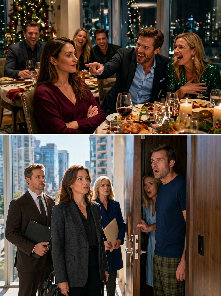 “Can’t even afford a decent car, yet you’re sitting here having Christmas dinner with us?” they mocked me in front of the whole table. I simply set my glass down, looked straight at them, and said, “You should laugh a little quieter… because the building you live in belongs to me.”