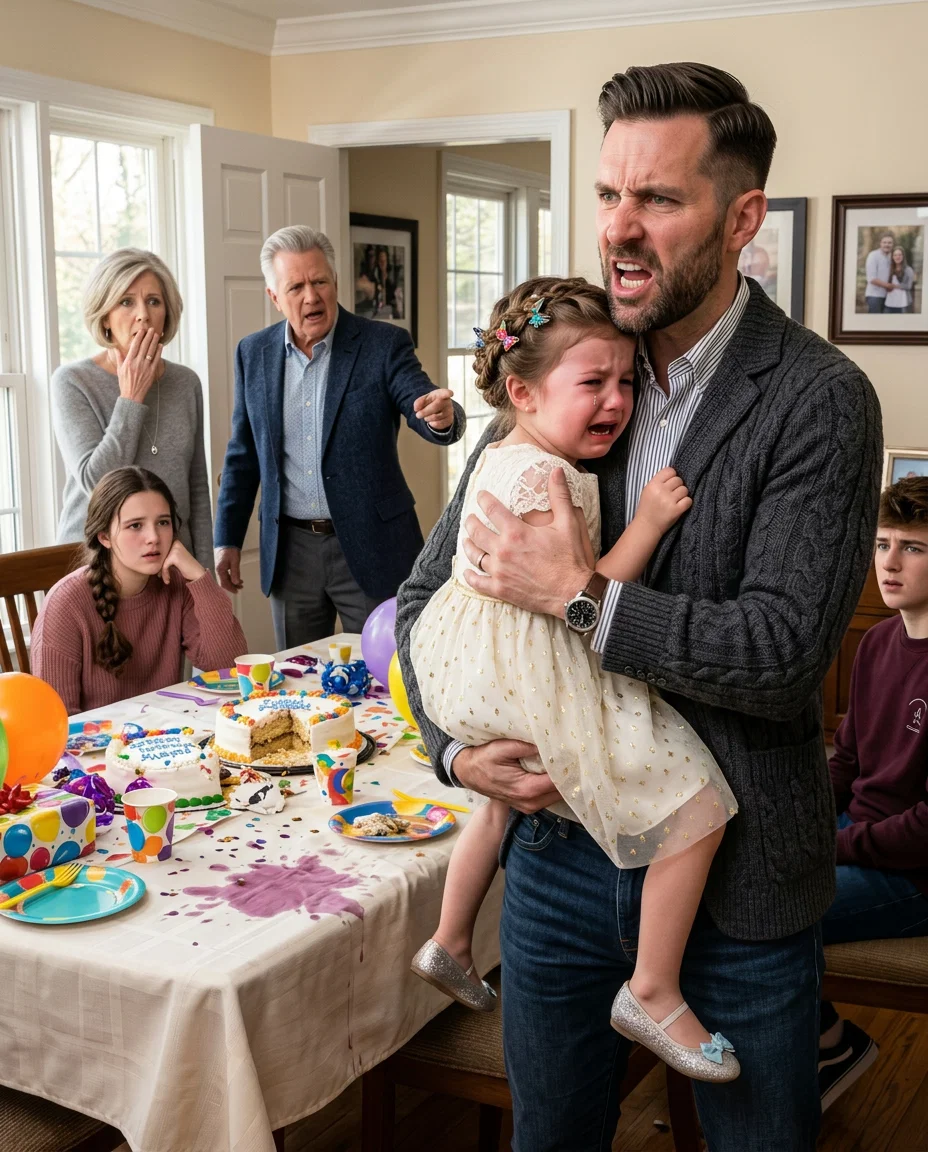 During my husband’s birthday dinner, our 7-year-old daughter was suddenly sent to another room because his family wanted space for his “real children.”